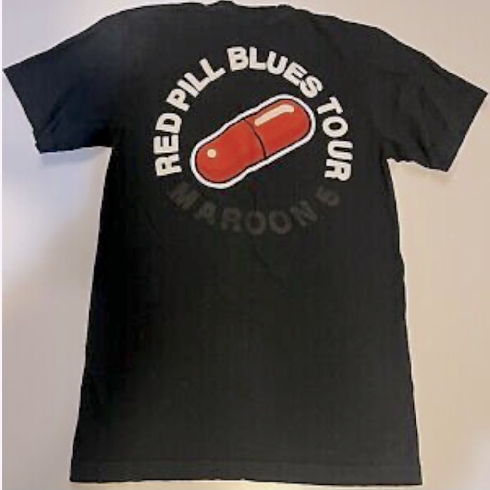 Maroon 5 Band Red Pill Blues Tour T-shirt Black Concert Tee Size L